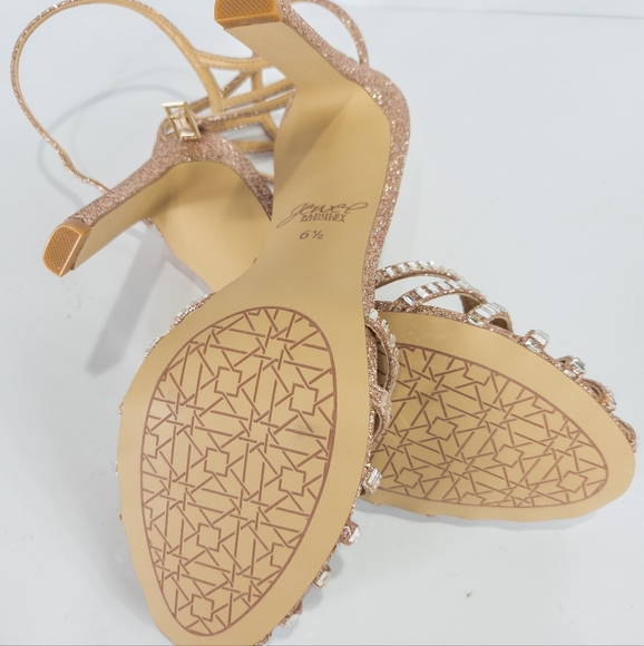 Jewel by Badgley Mischka Polly High Heel Evening Sandals Rose Gold Glitter -6.5 - Picture 5 of 5